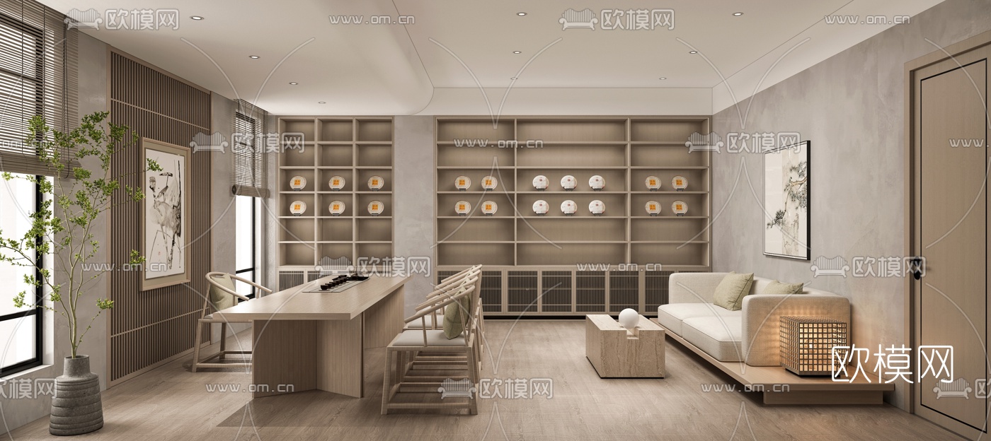 新中式茶楼茶室3d模型