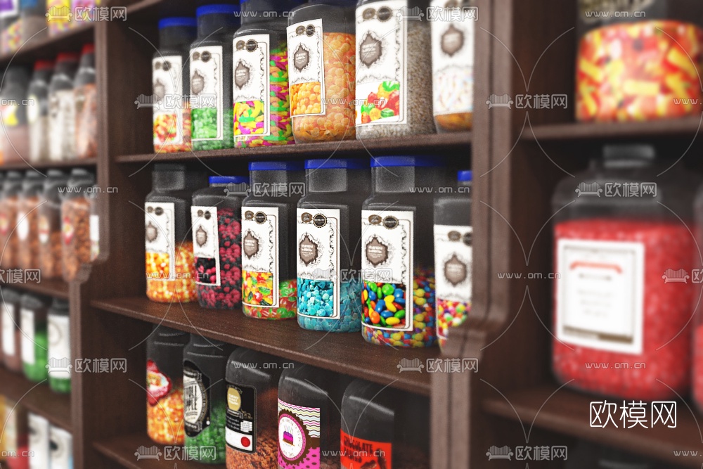 现代糖果展柜货架3d模型下载（渲染图2）