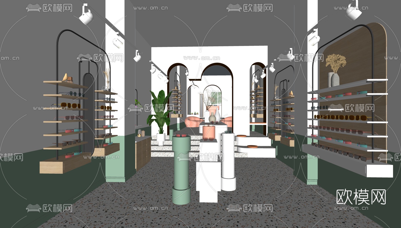 现代眼镜店su模型