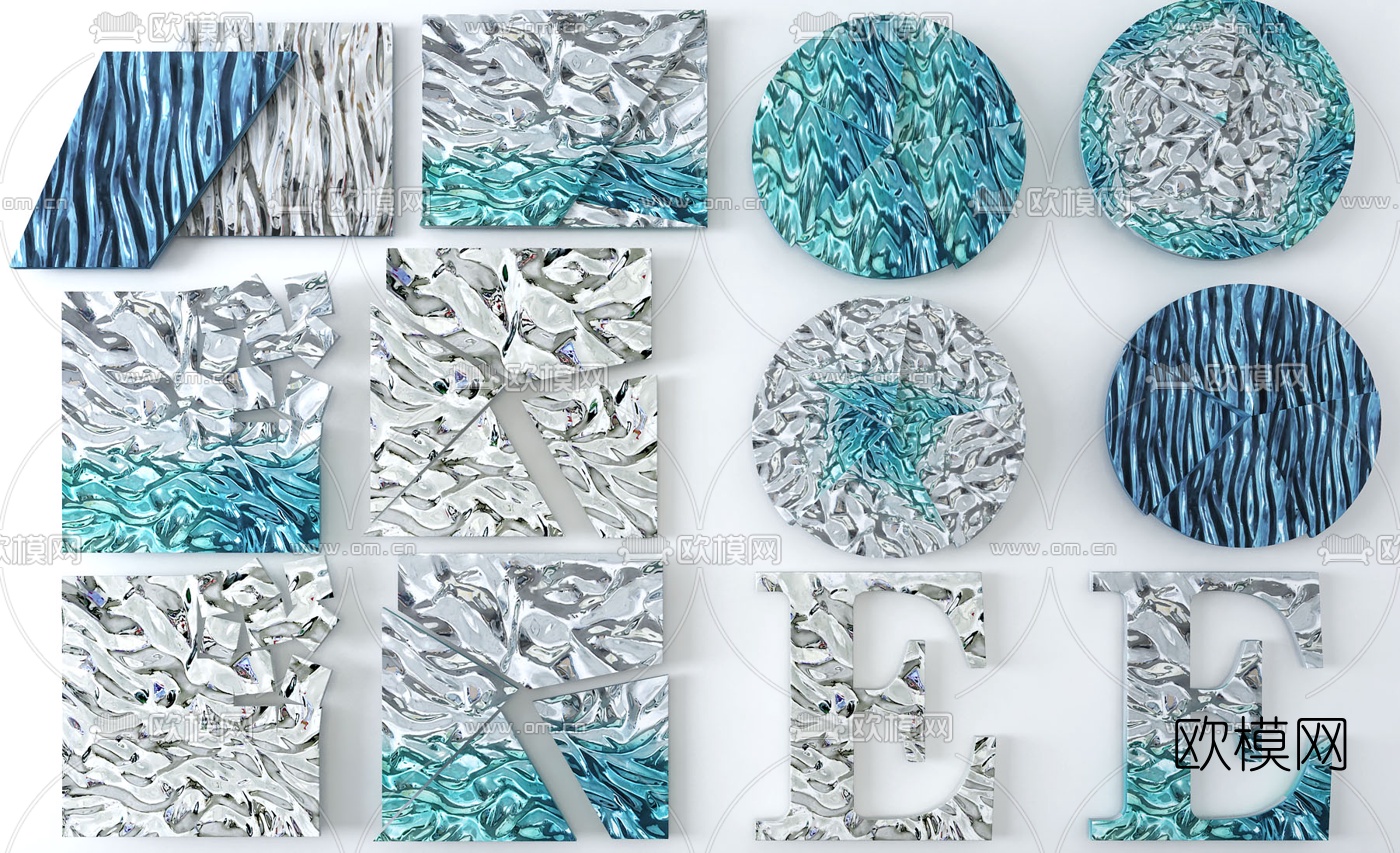 现代水纹墙饰挂件3d模型下载