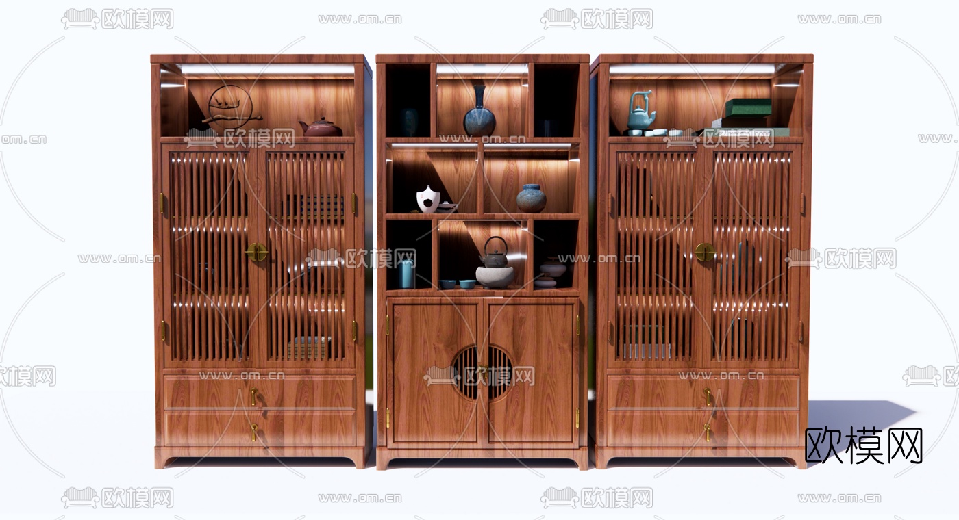 中式古典装饰柜su模型下载