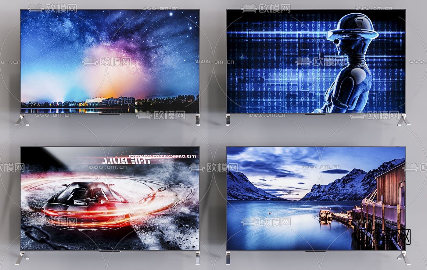 现代电视机显示器3d模型