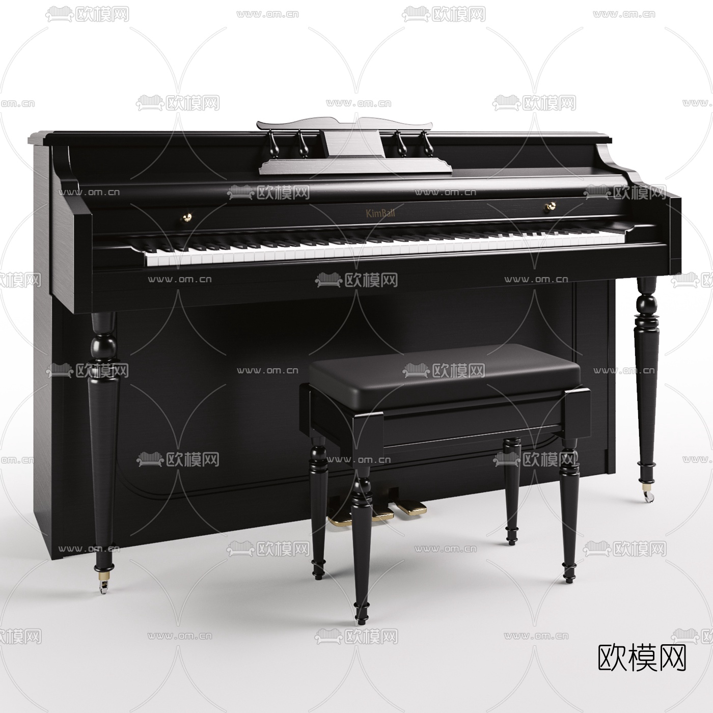 美式轻奢钢琴3d模型