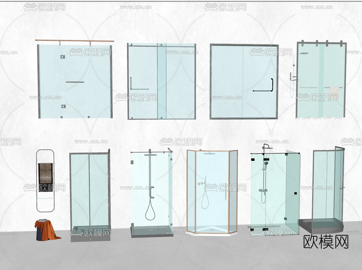 现代淋浴房淋浴间su模型下载（渲染图2）