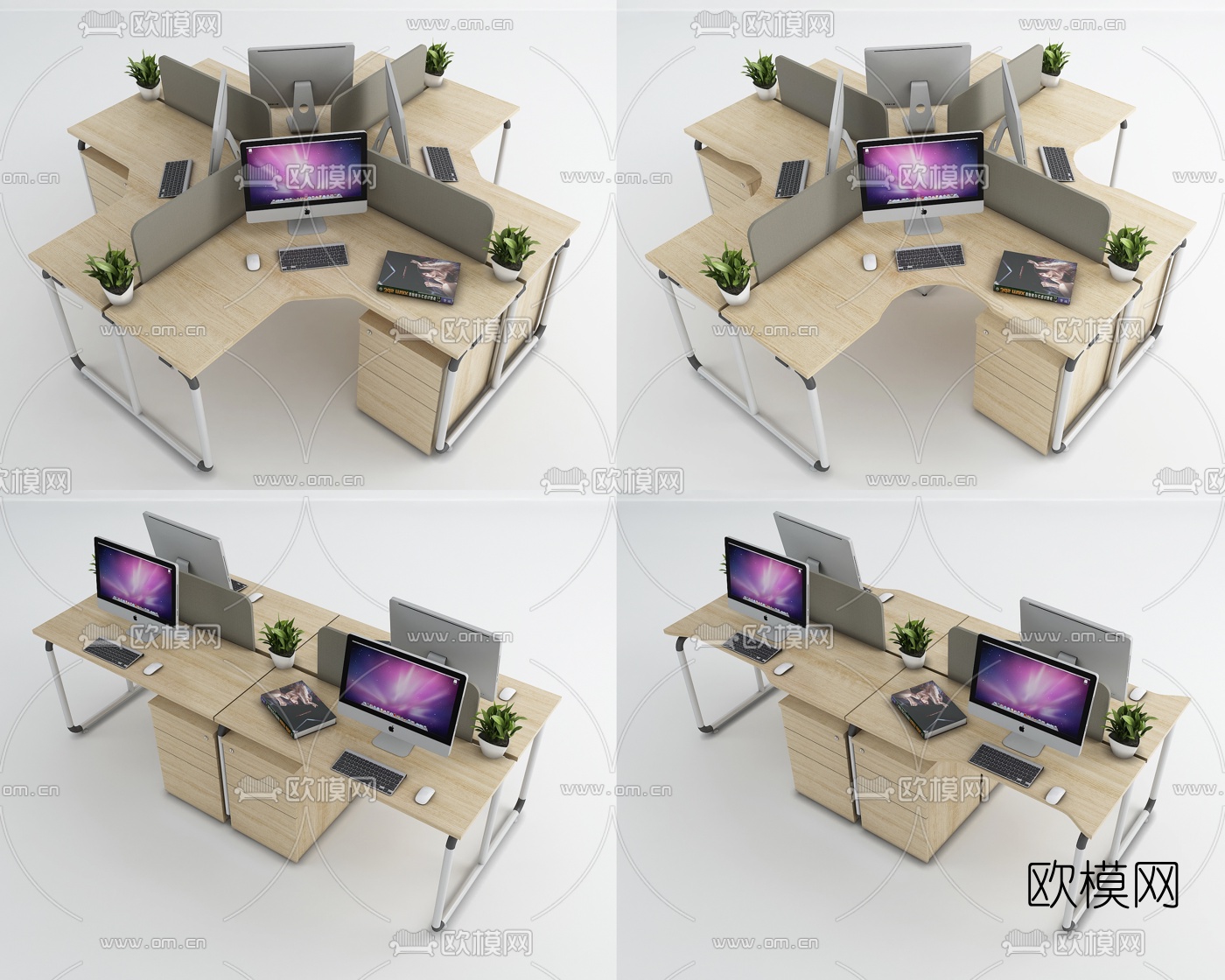 现代卡位办公桌3d模型