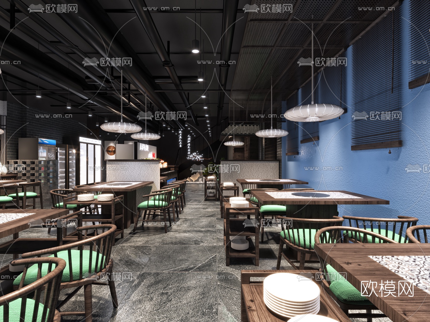 工业风火锅店3d模型