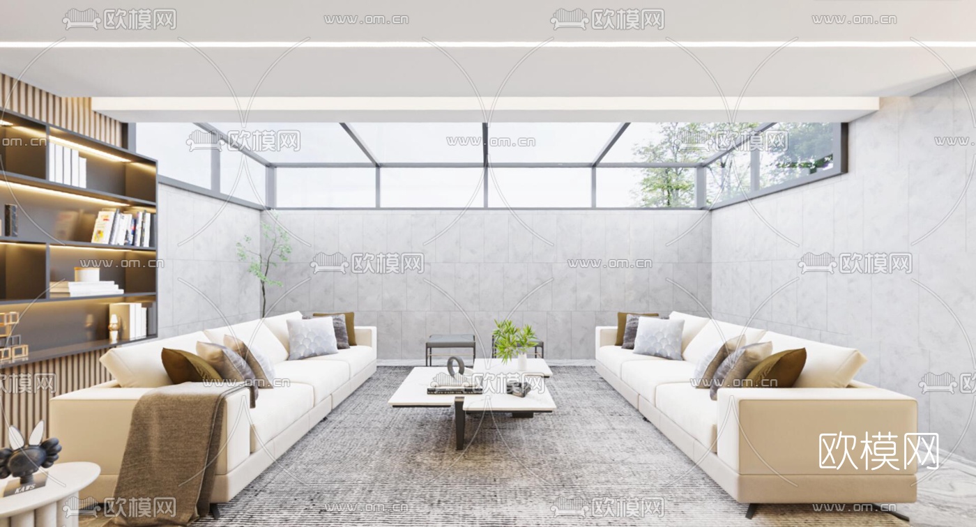 现代地下室休闲室茶室vr全景3d模型