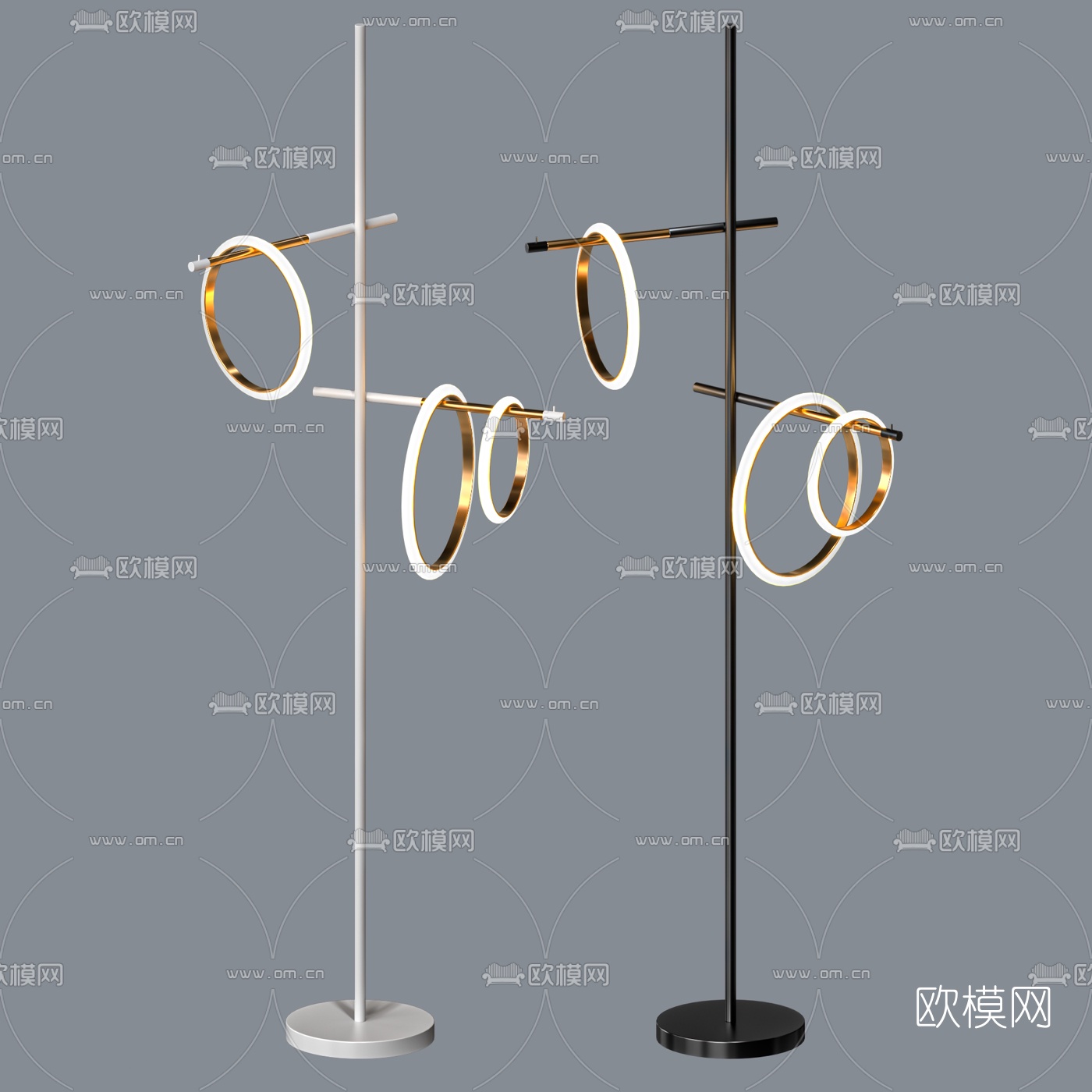 现代金属圆环落地灯3d模型下载