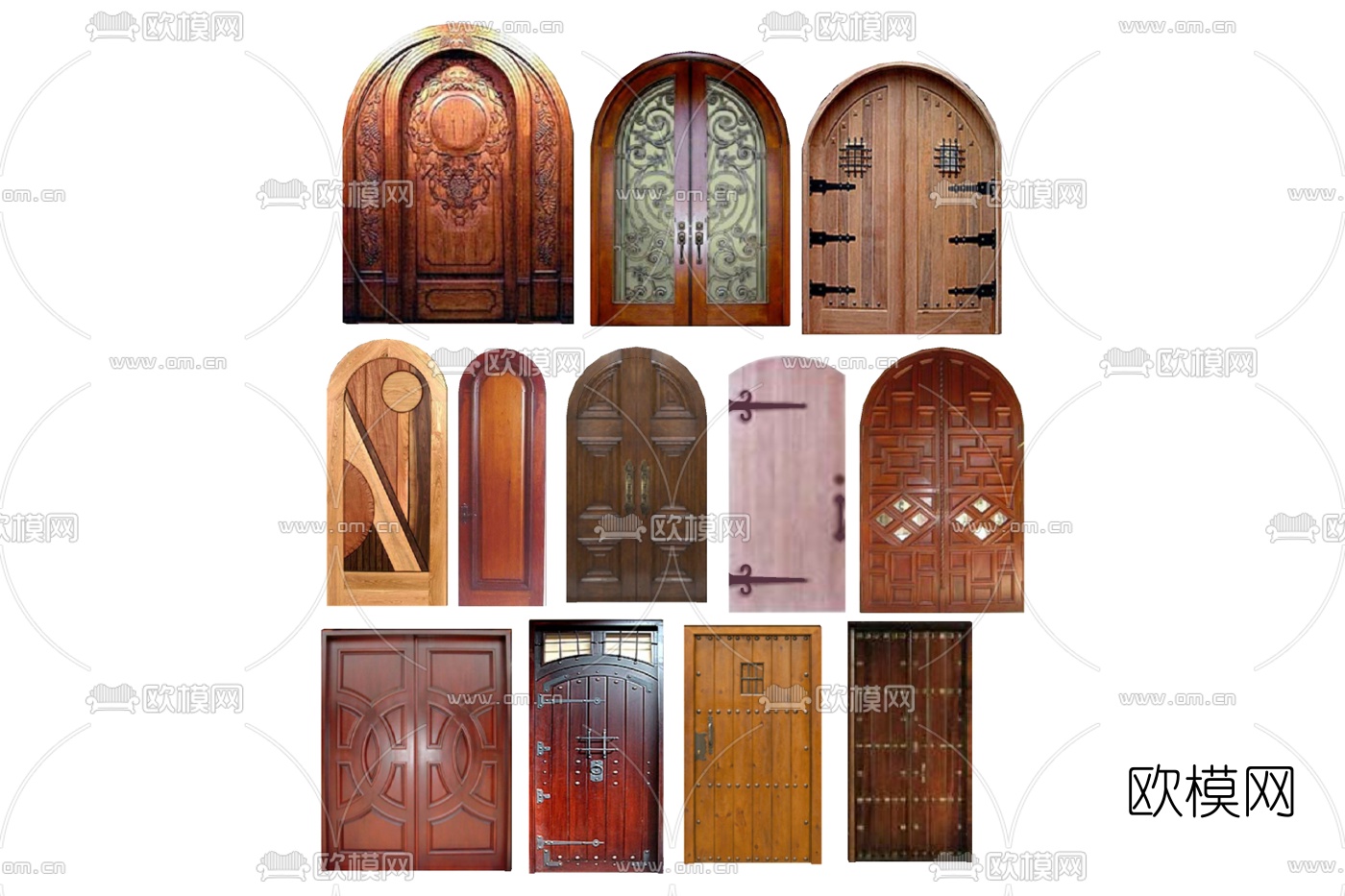 欧式拱门双开门su模型下载