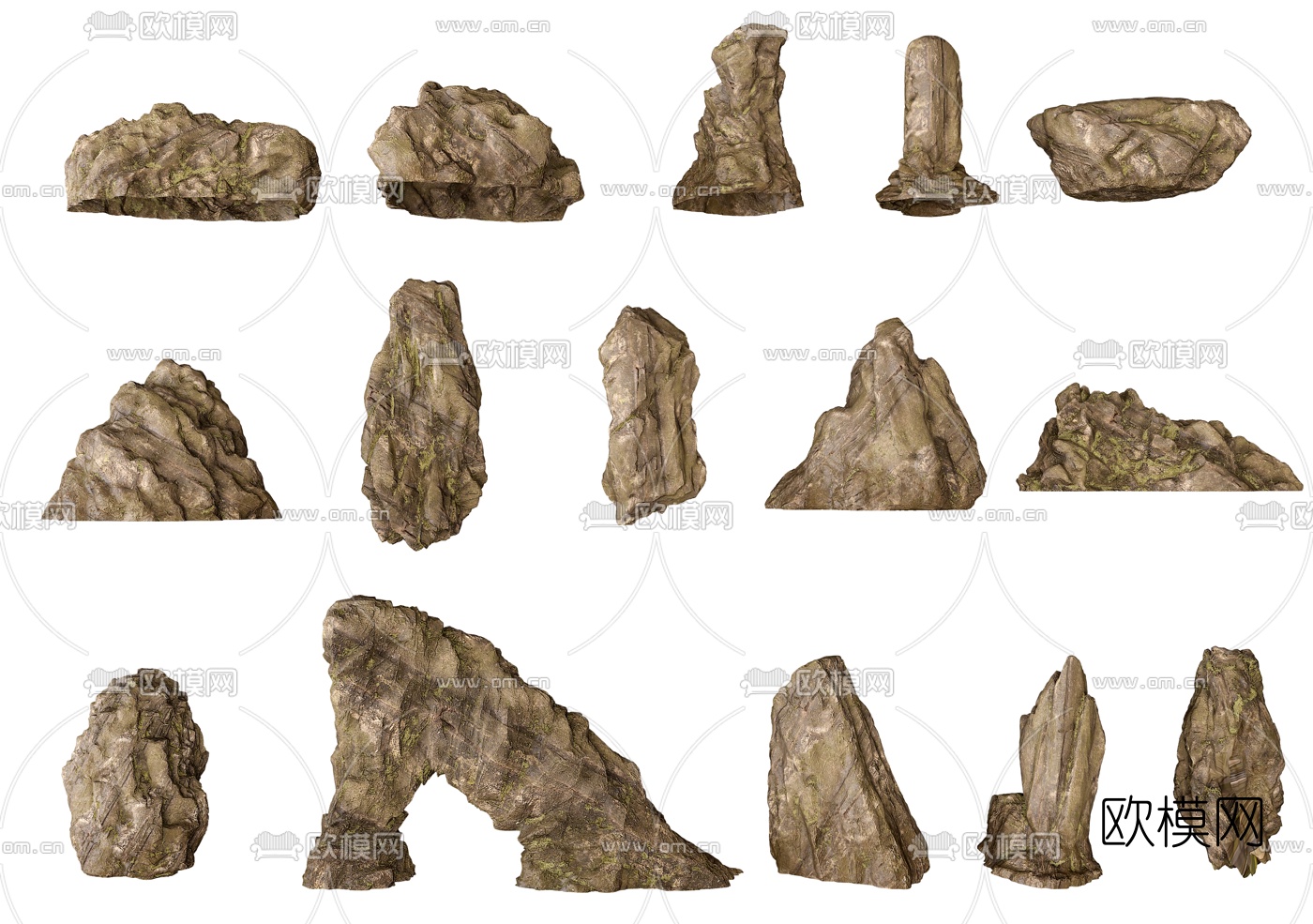 自然风石头石块3d模型下载（渲染图1）