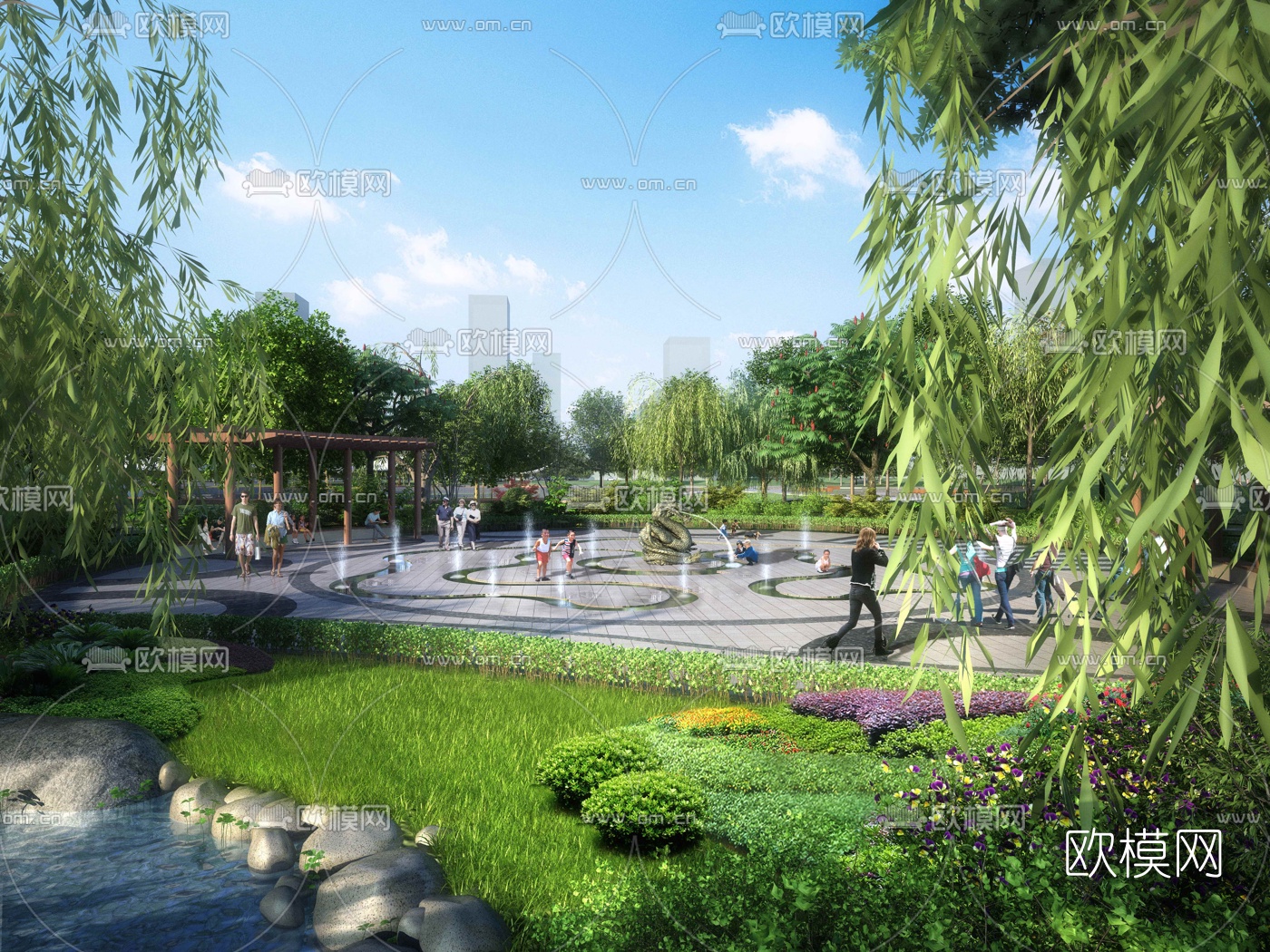 现代公园景观3d模型