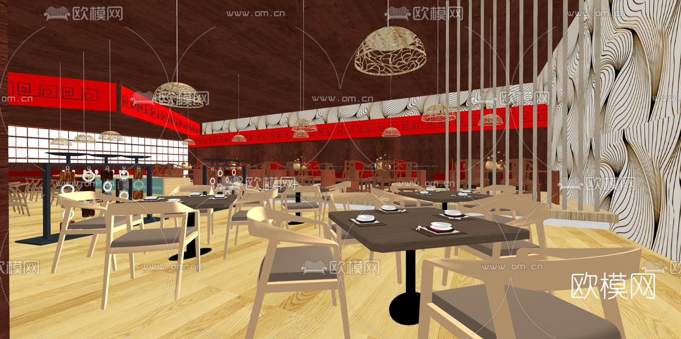 中式酒店洽谈区su模型下载（渲染图4）