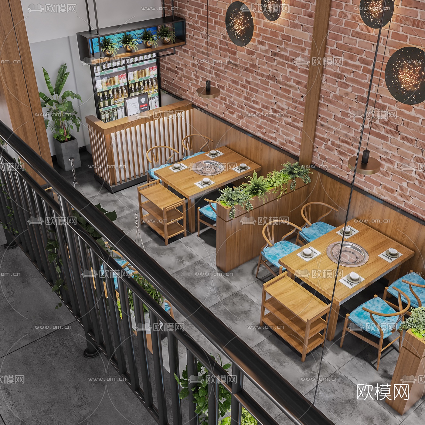 新中式复式火锅店3d模型