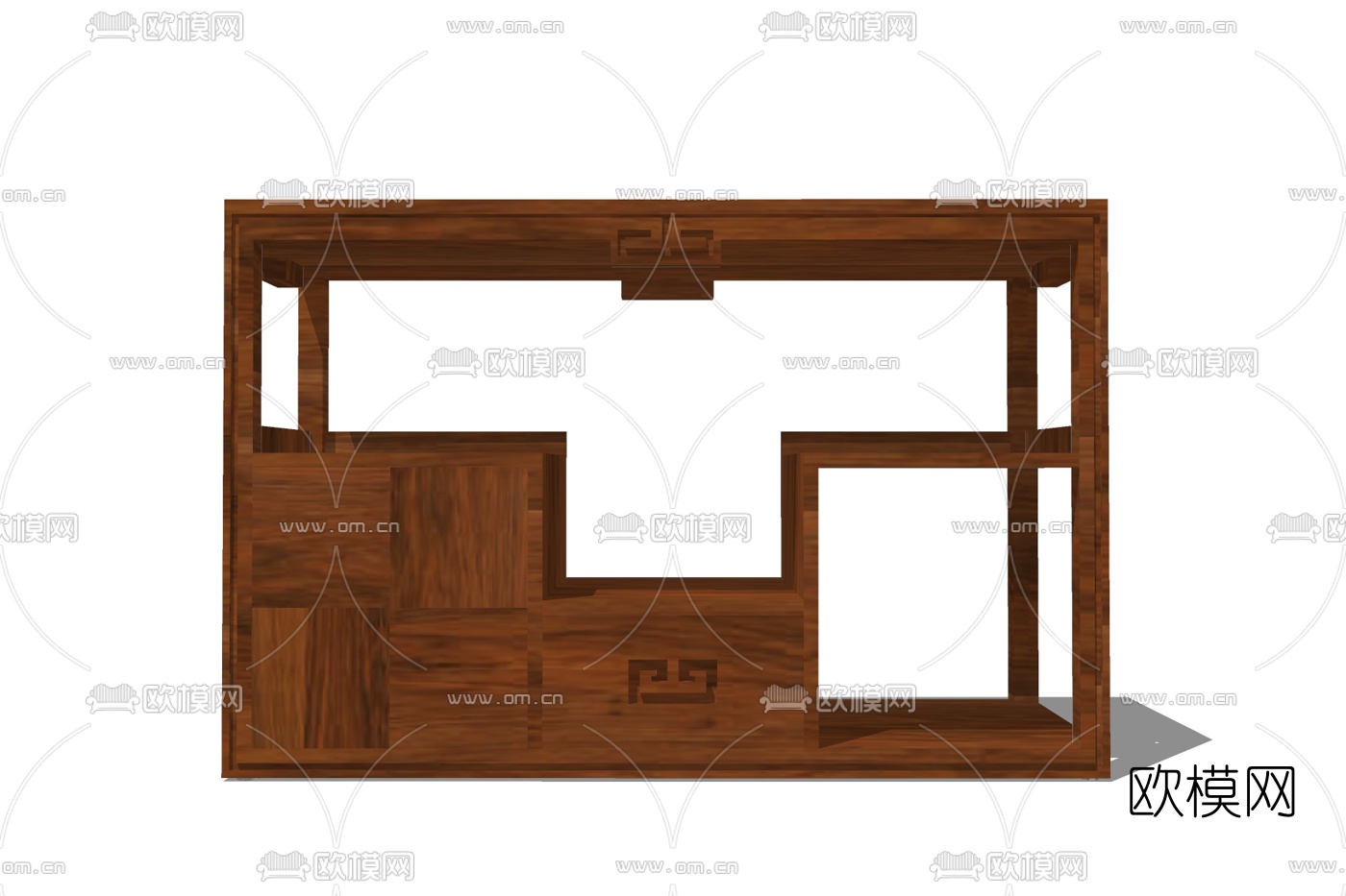 新中式实木边柜su模型下载