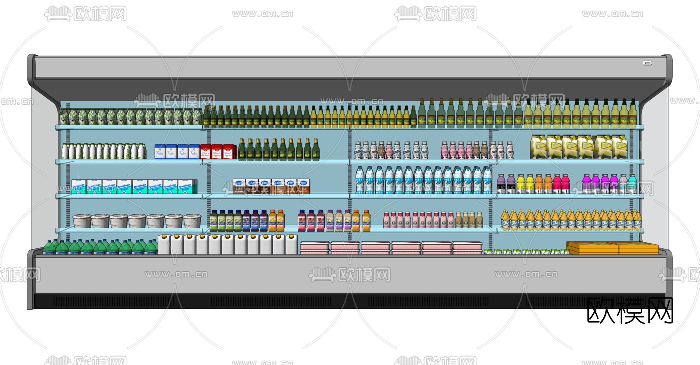 现代超市酒水饮料保鲜柜冷藏柜su模型下载