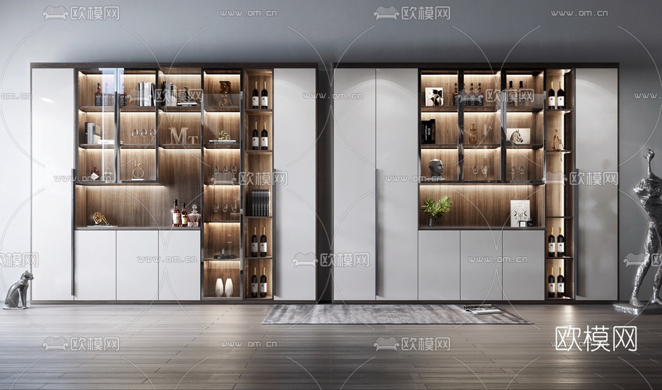 现代多功能酒柜3d模型下载