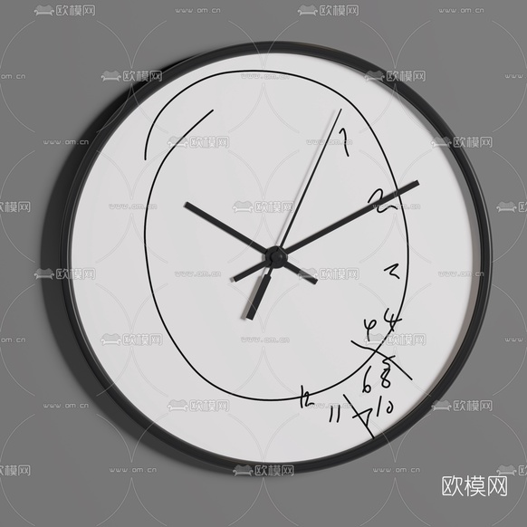 现代简易挂钟3d模型下载(渲染图3)