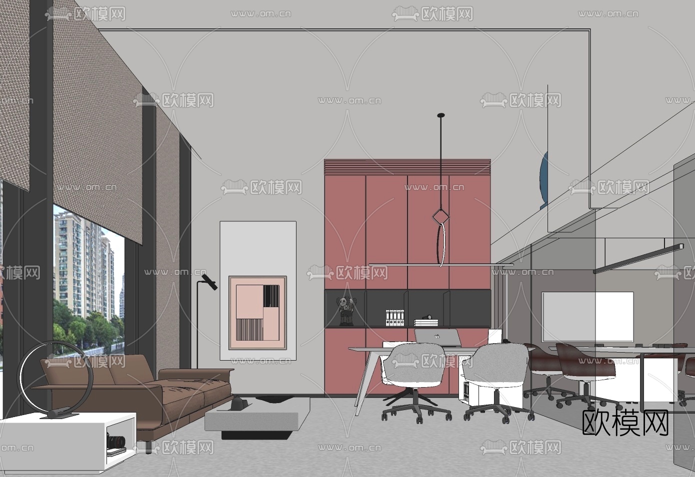 现代经理办公室su模型下载（渲染图2）
