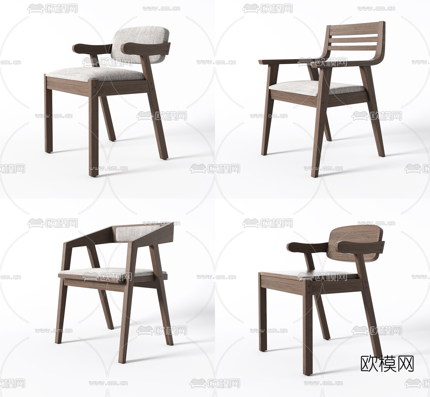 现代实木单椅3d模型下载（渲染图1）