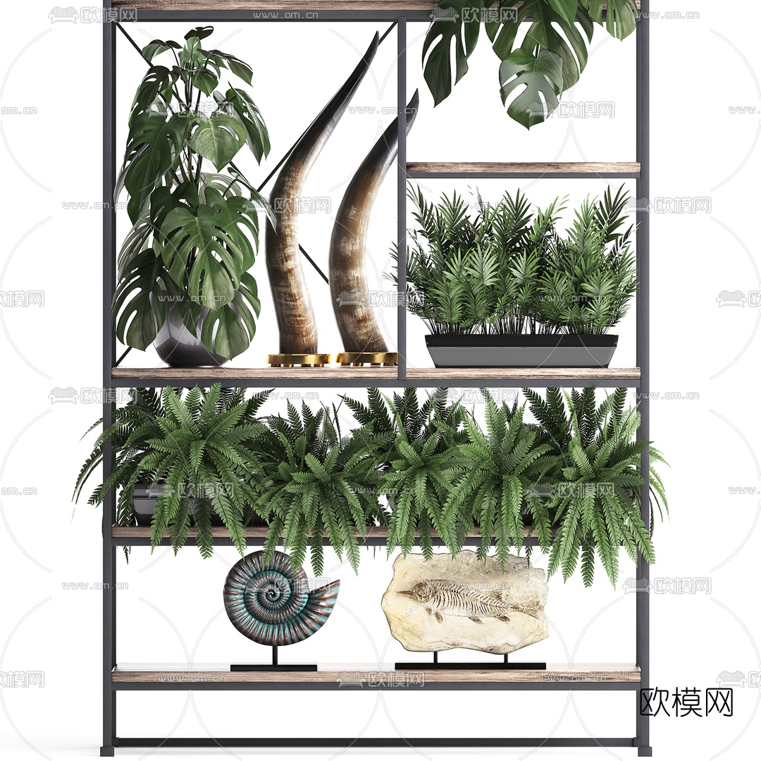 现代装饰架盆栽摆件3d模型
