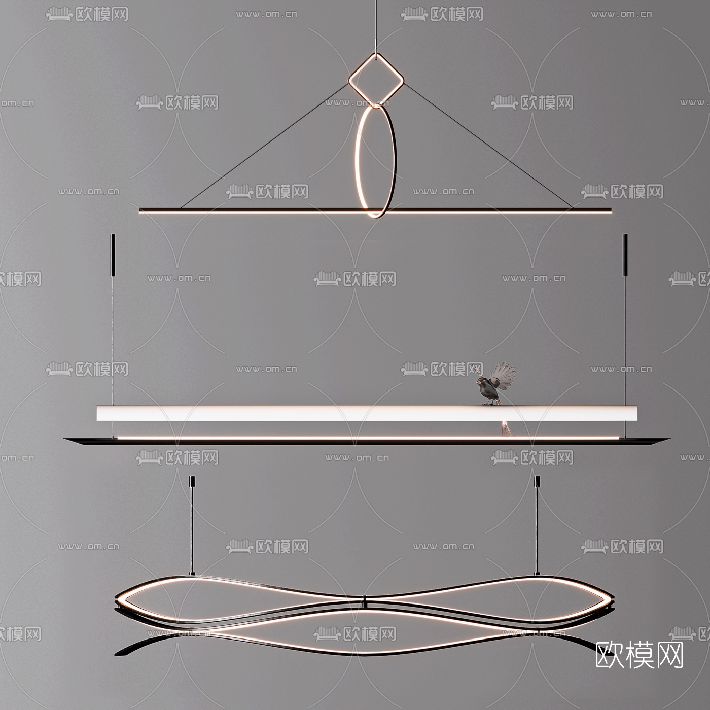 现代轻奢吊灯3d模型