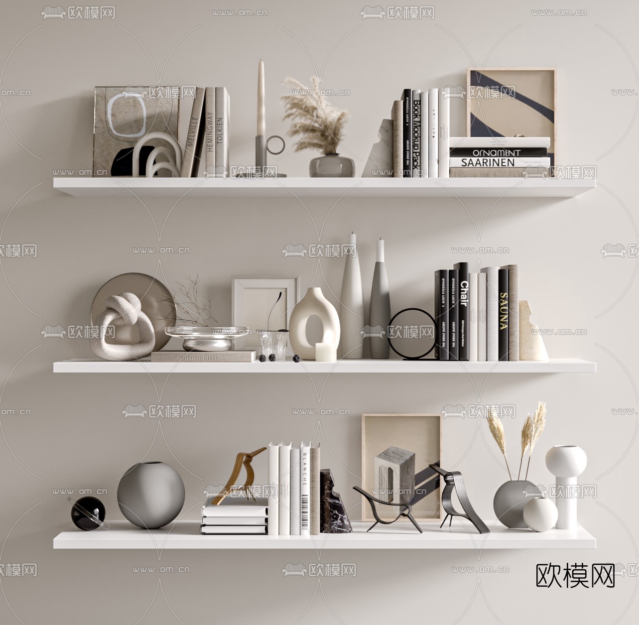 现代书籍花瓶工艺品摆件3d模型下载