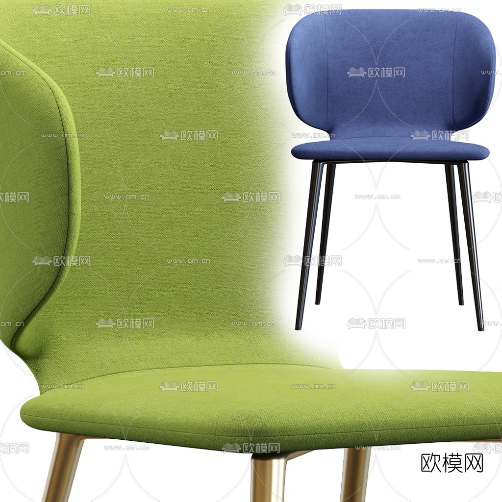 北欧布艺休闲椅3d模型下载（渲染图2）