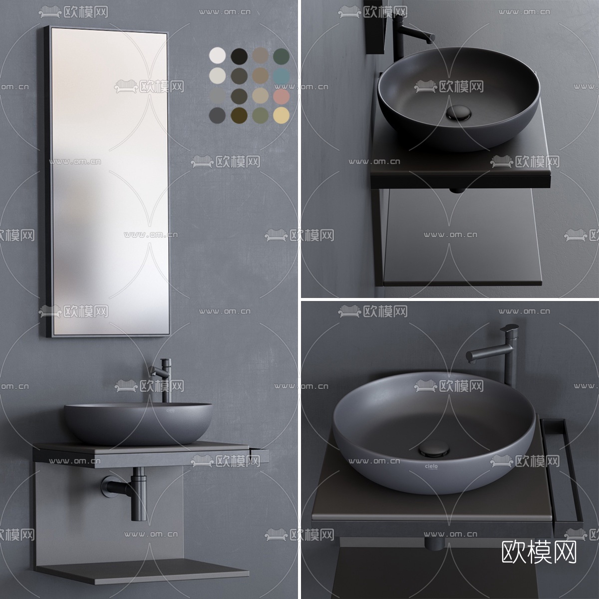 现代台盆洗手台3d模型
