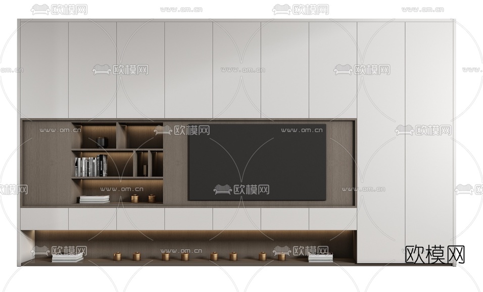 现代一体式电视柜3d模型下载(渲染图2)