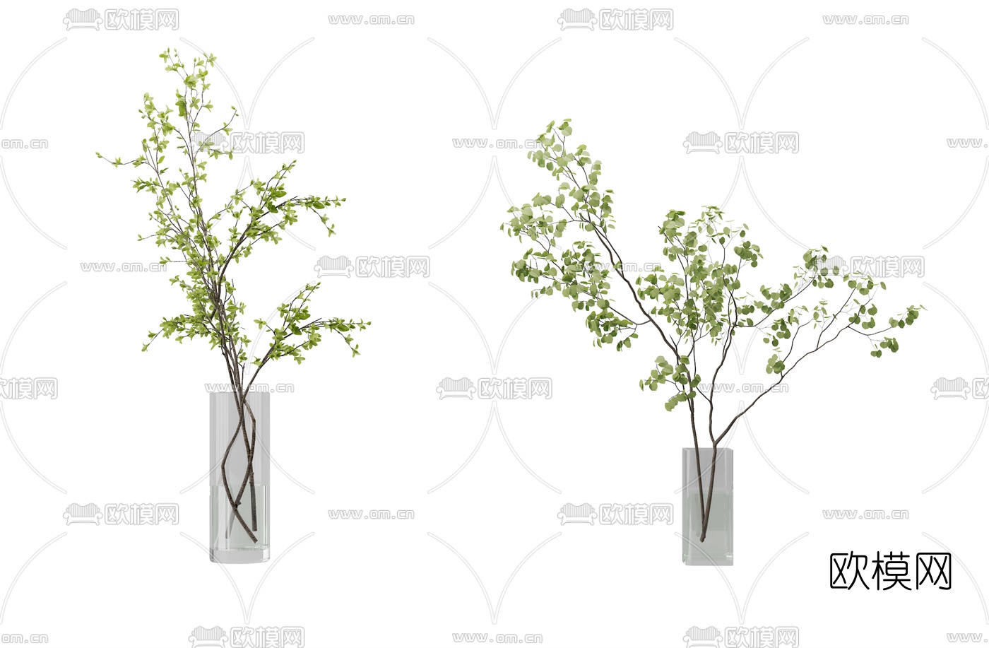 现代水生绿植花瓶3d模型