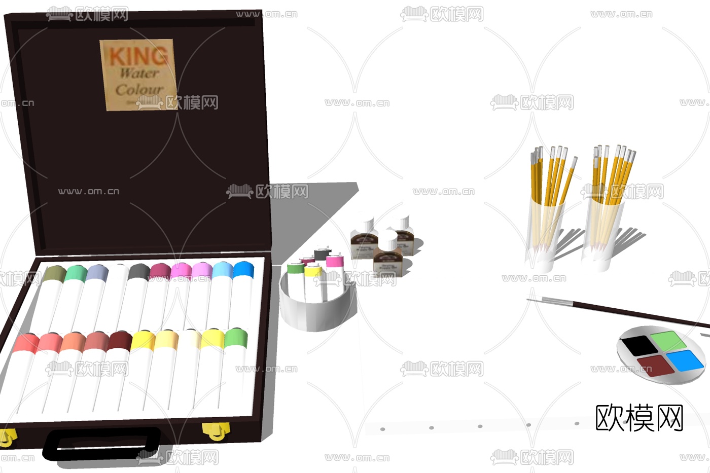现代颜料盒su模型下载