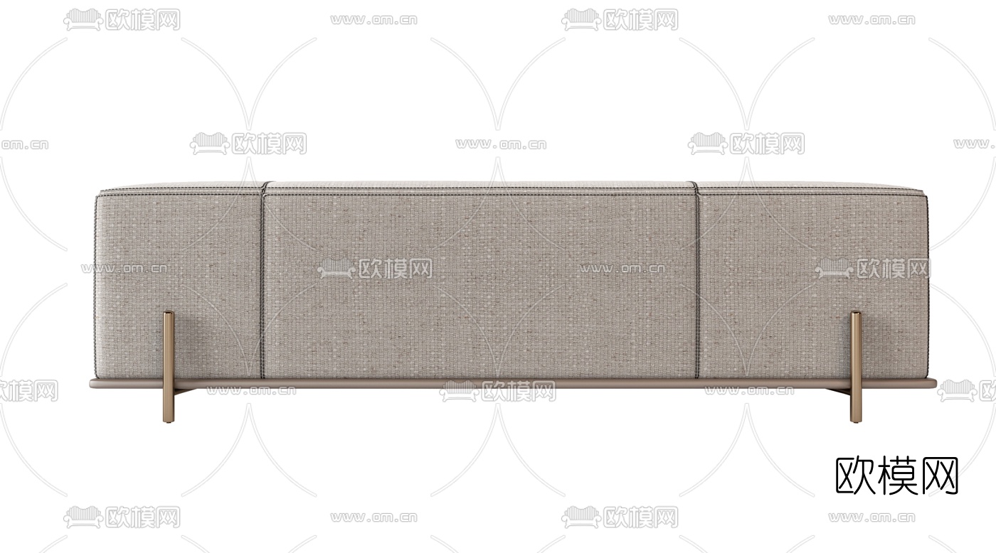 现代布艺皮革床尾凳3d模型下载（渲染图2）