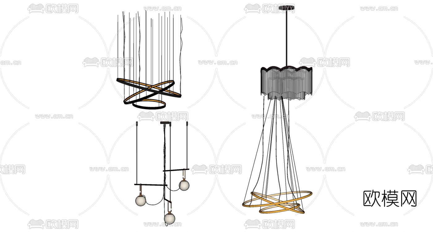 现代轻奢吊灯su模型下载