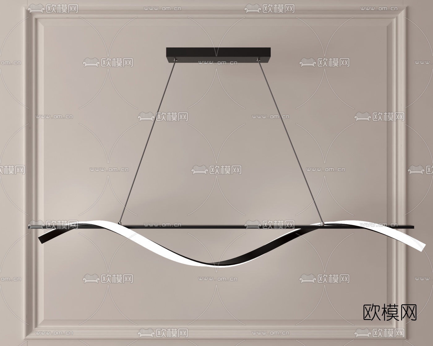 现代极简金属吊灯3d模型下载（渲染图5）