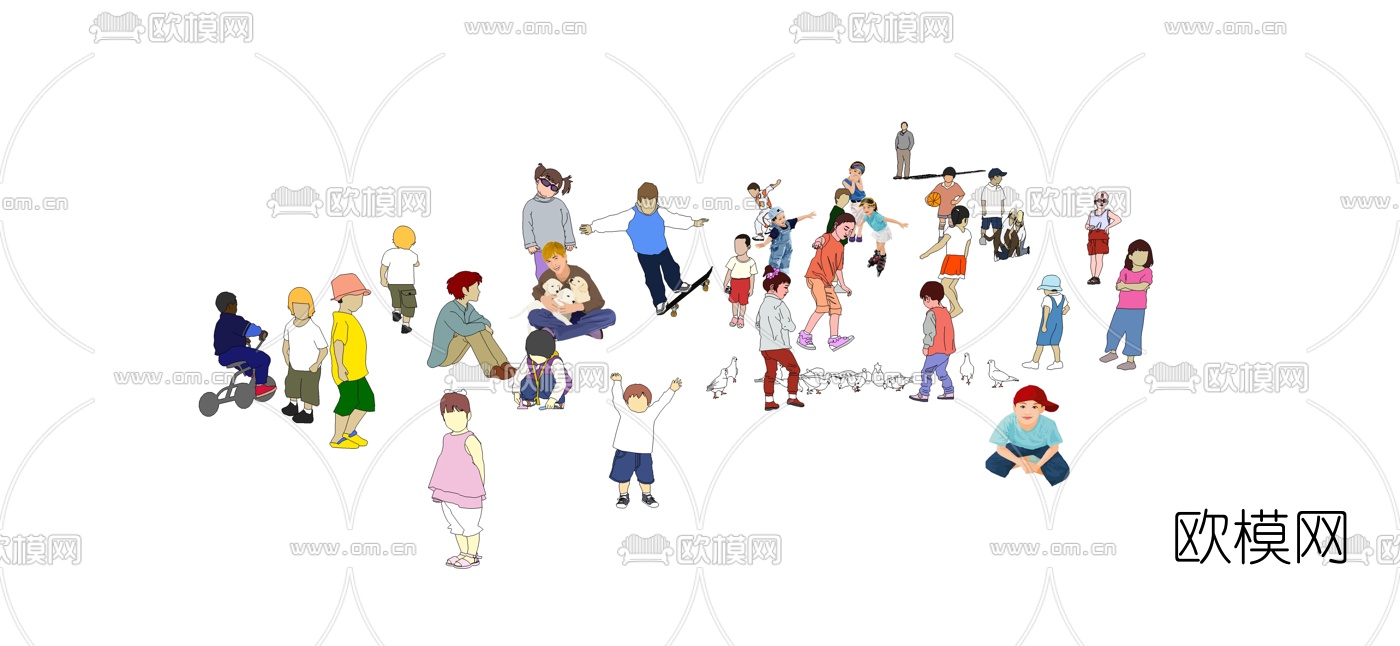 现代儿童人物su模型