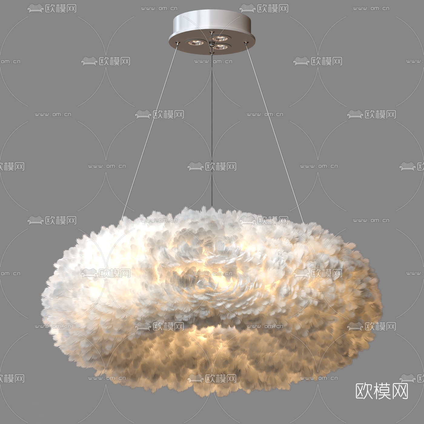 现代羽毛装饰吊灯3d模型下载