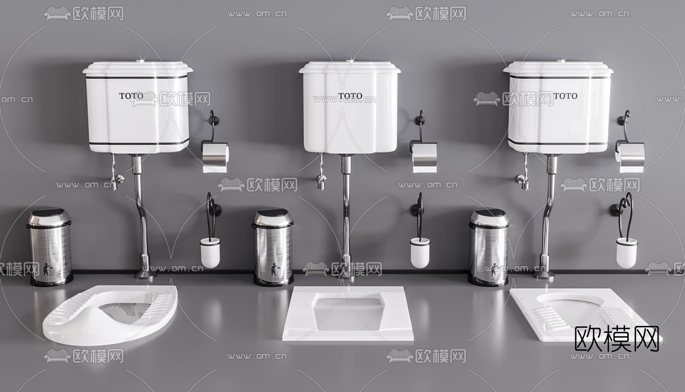 现代水箱蹲厕蹲便器3d模型