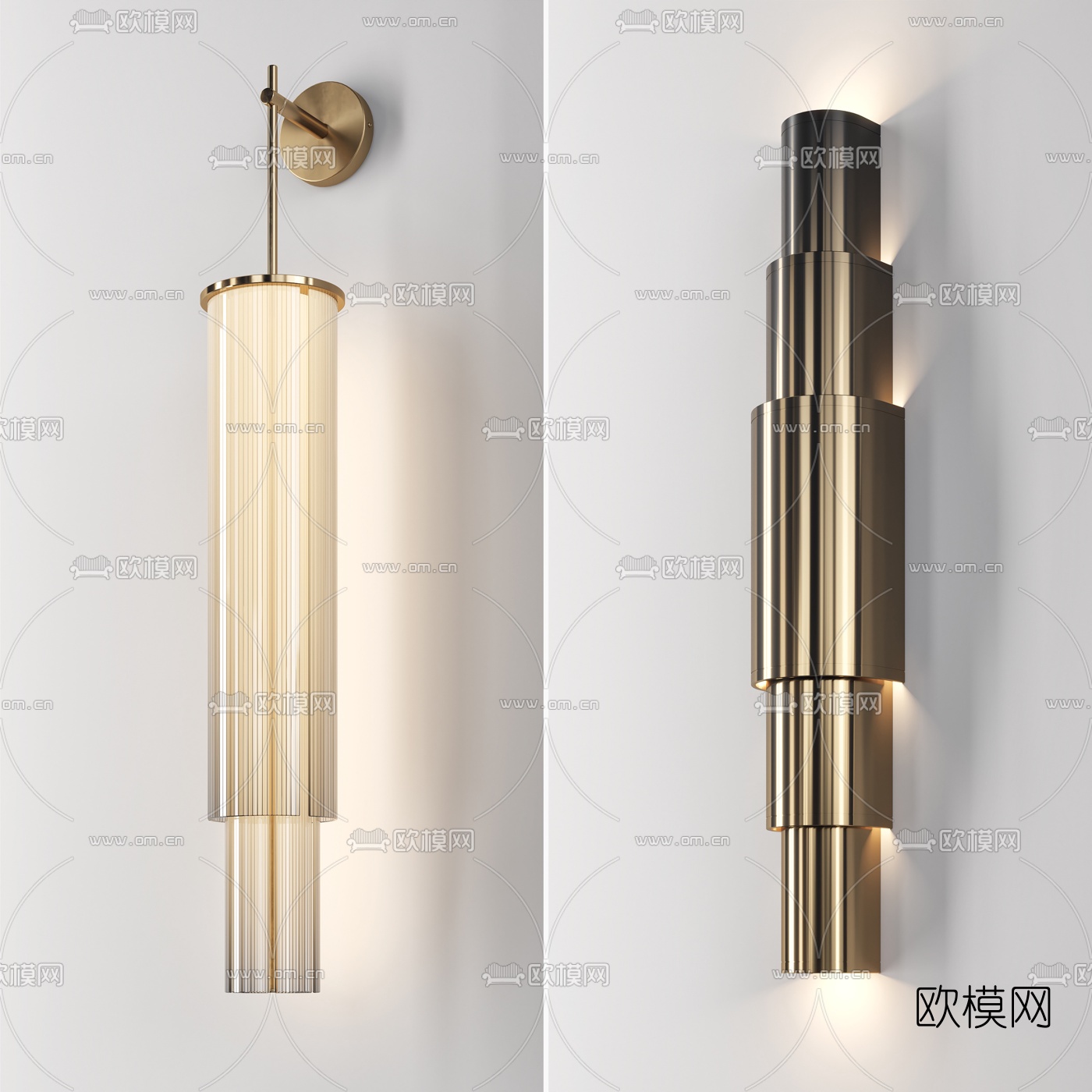 现代金属壁灯3d模型下载（渲染图4）