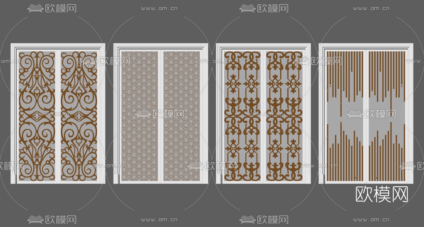 欧式推拉门su模型下载