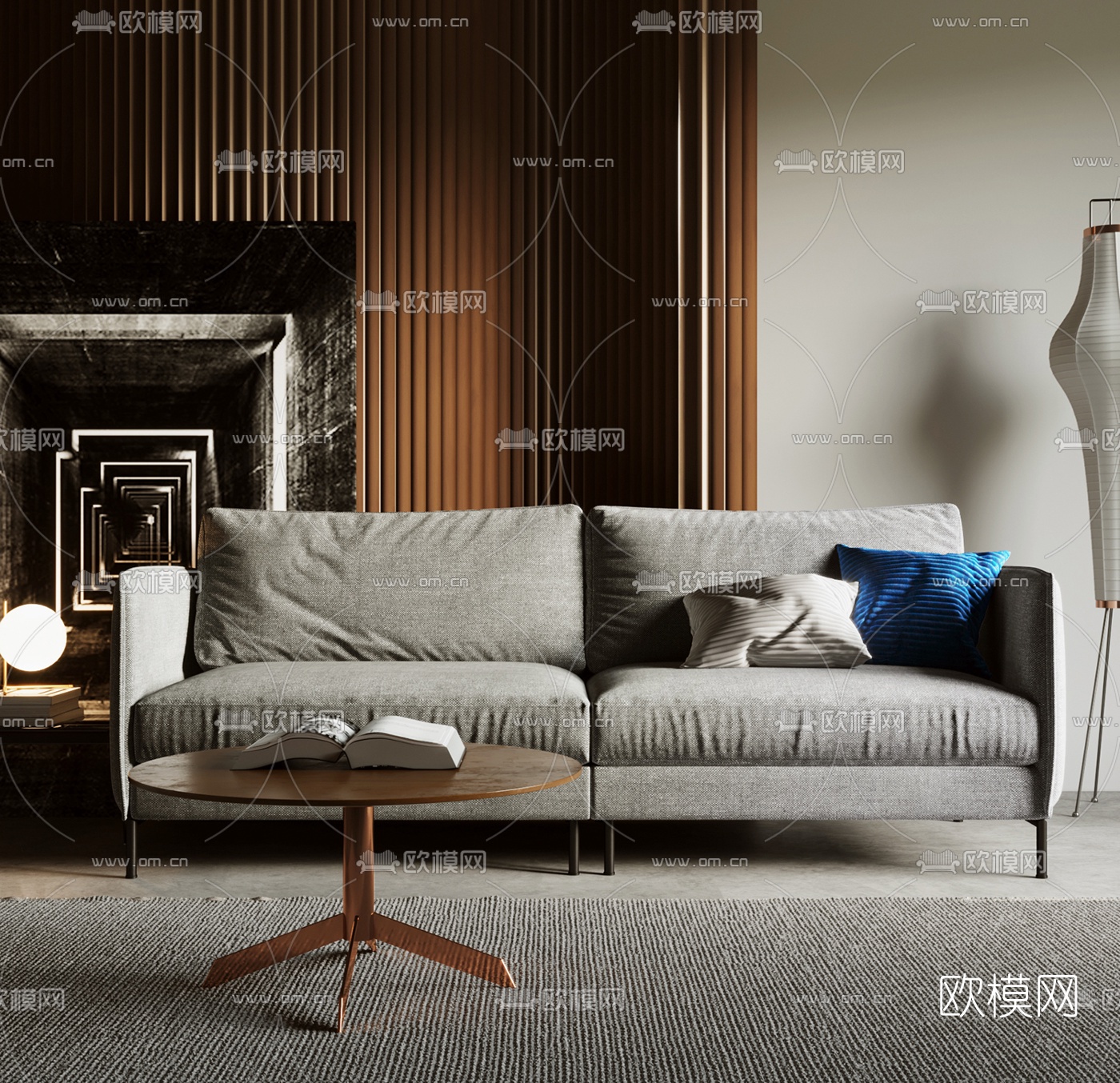 现代布艺双人沙发3d模型下载