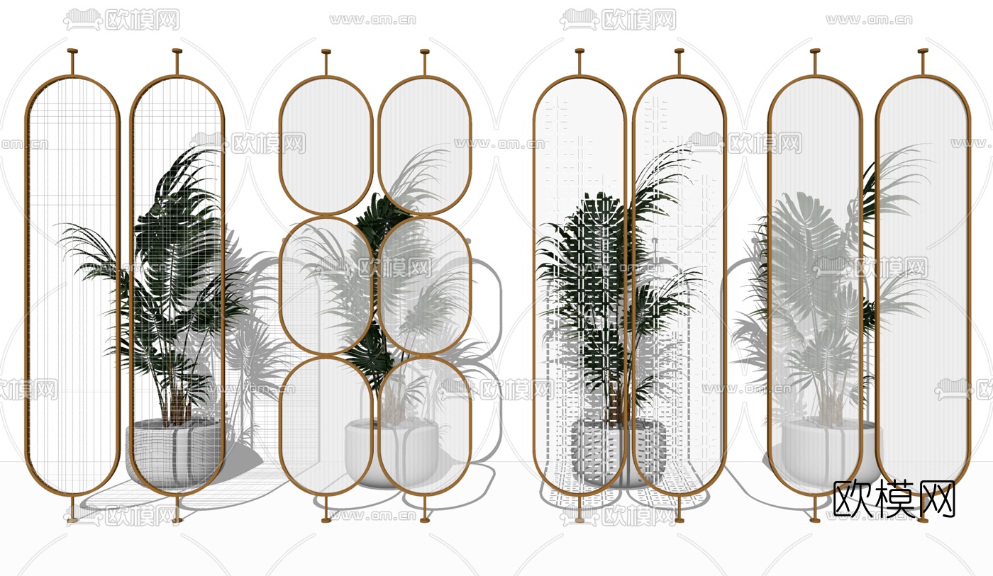 现代玻璃屏风隔断su模型下载