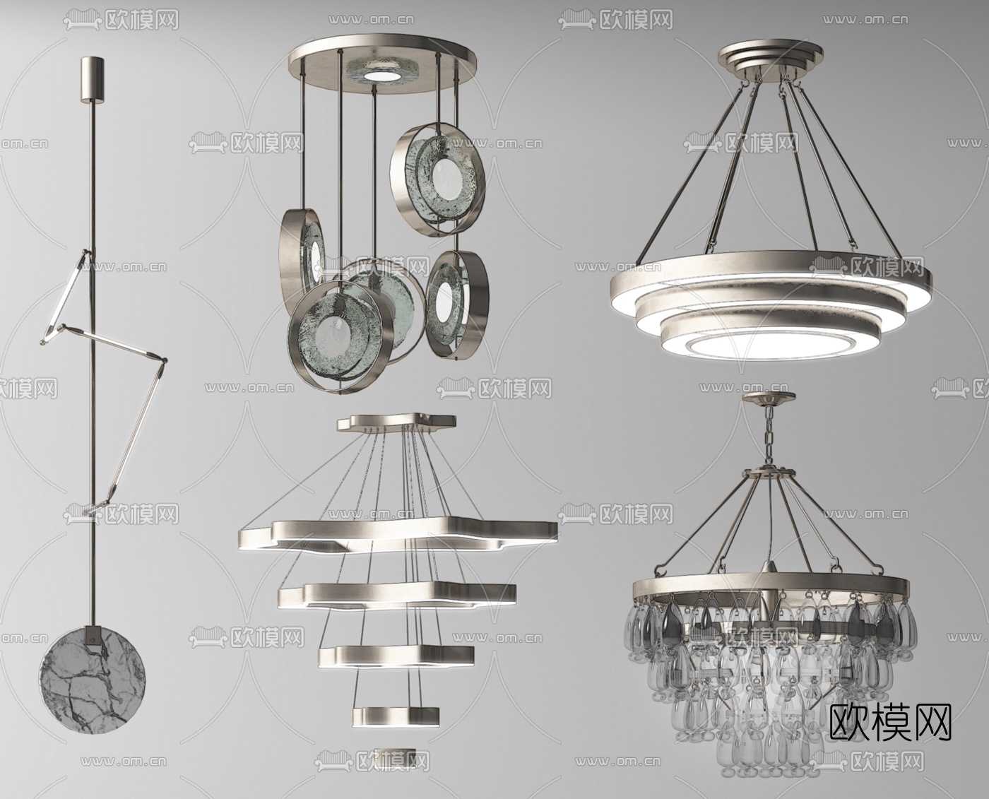 现代水晶吊灯su模型下载（渲染图1）
