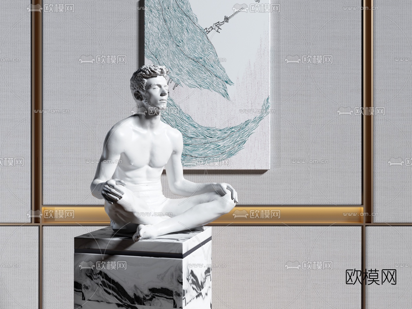 现代人物雕塑3d模型