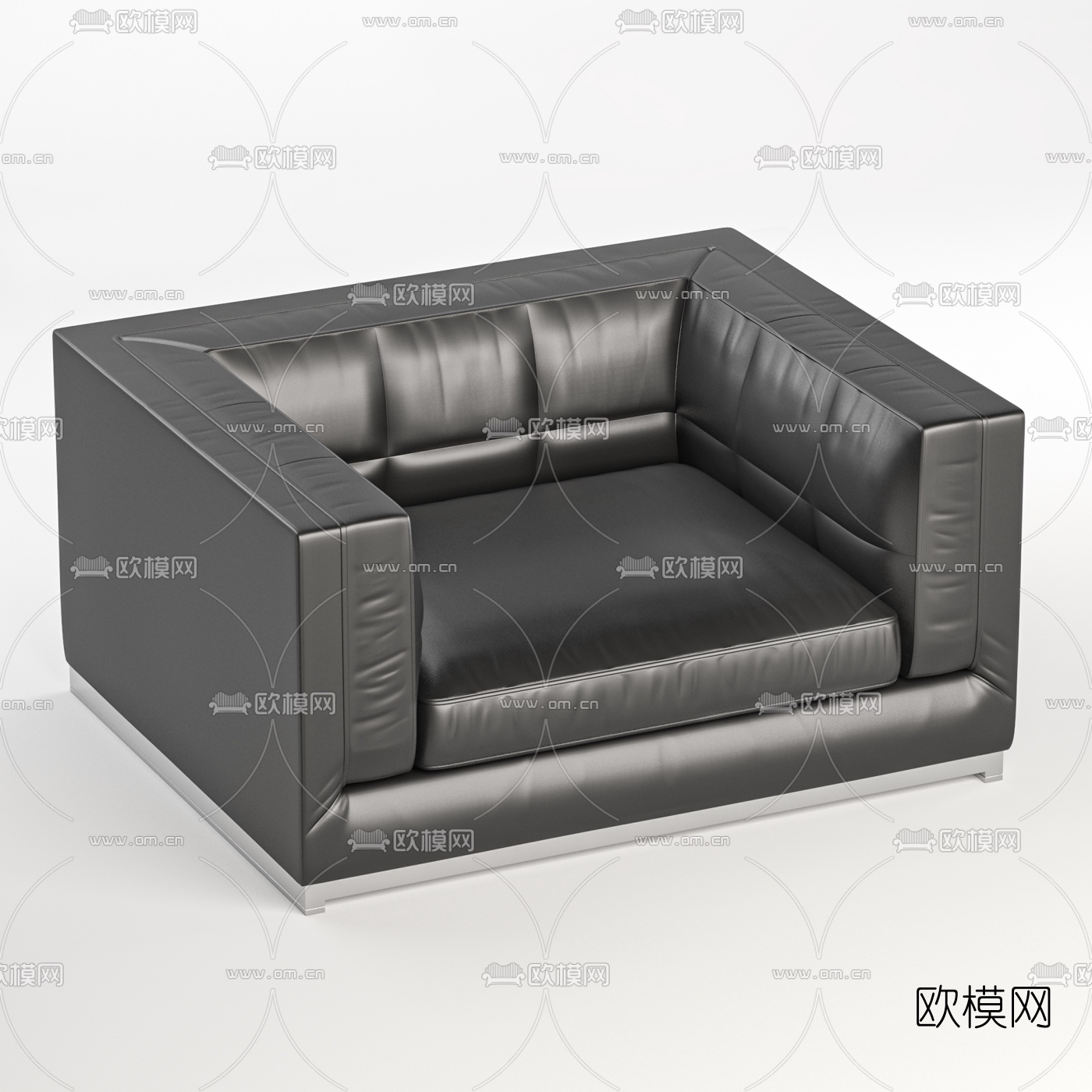 现代皮革办公沙发免费3d模型下载（渲染图1）