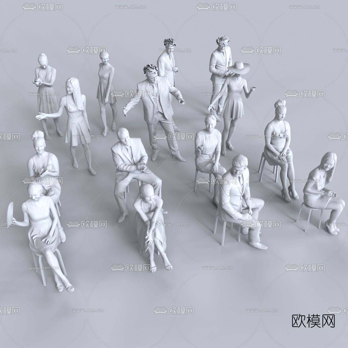 欧式坐姿人物3d模型