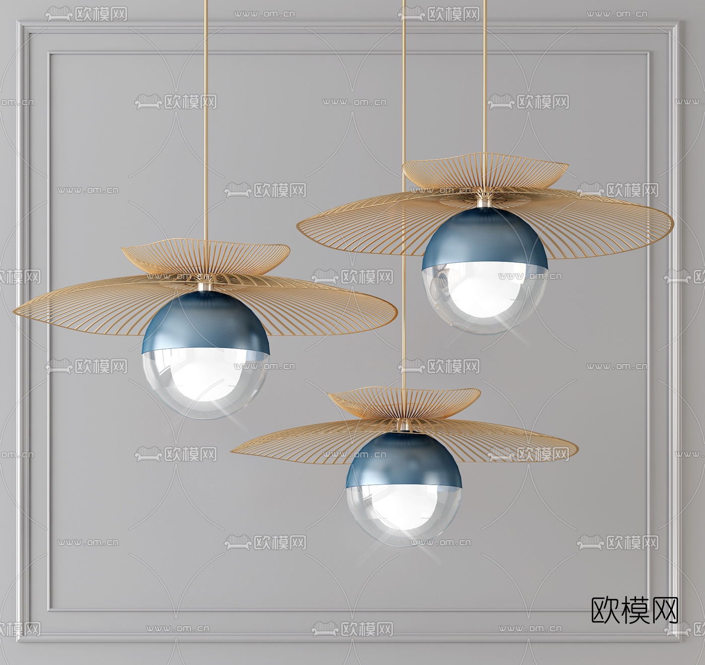 现代灯泡金属吊灯3d模型