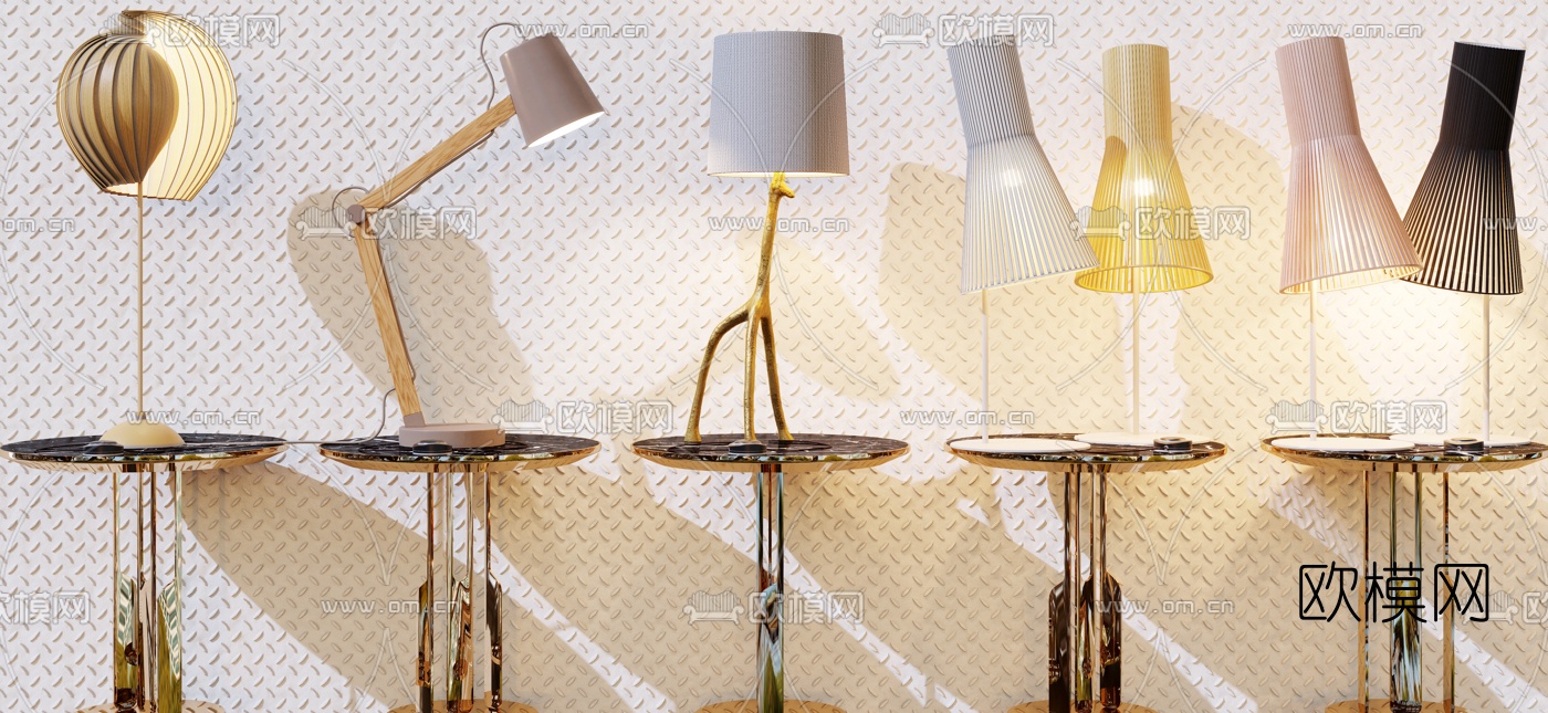 北欧时尚台灯3d模型下载（渲染图1）