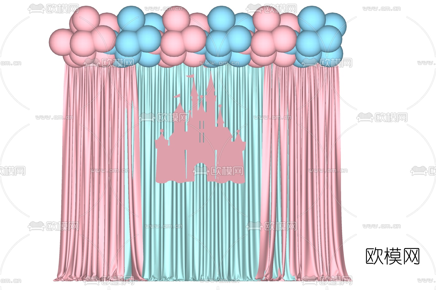 现代布艺窗帘免费su模型下载