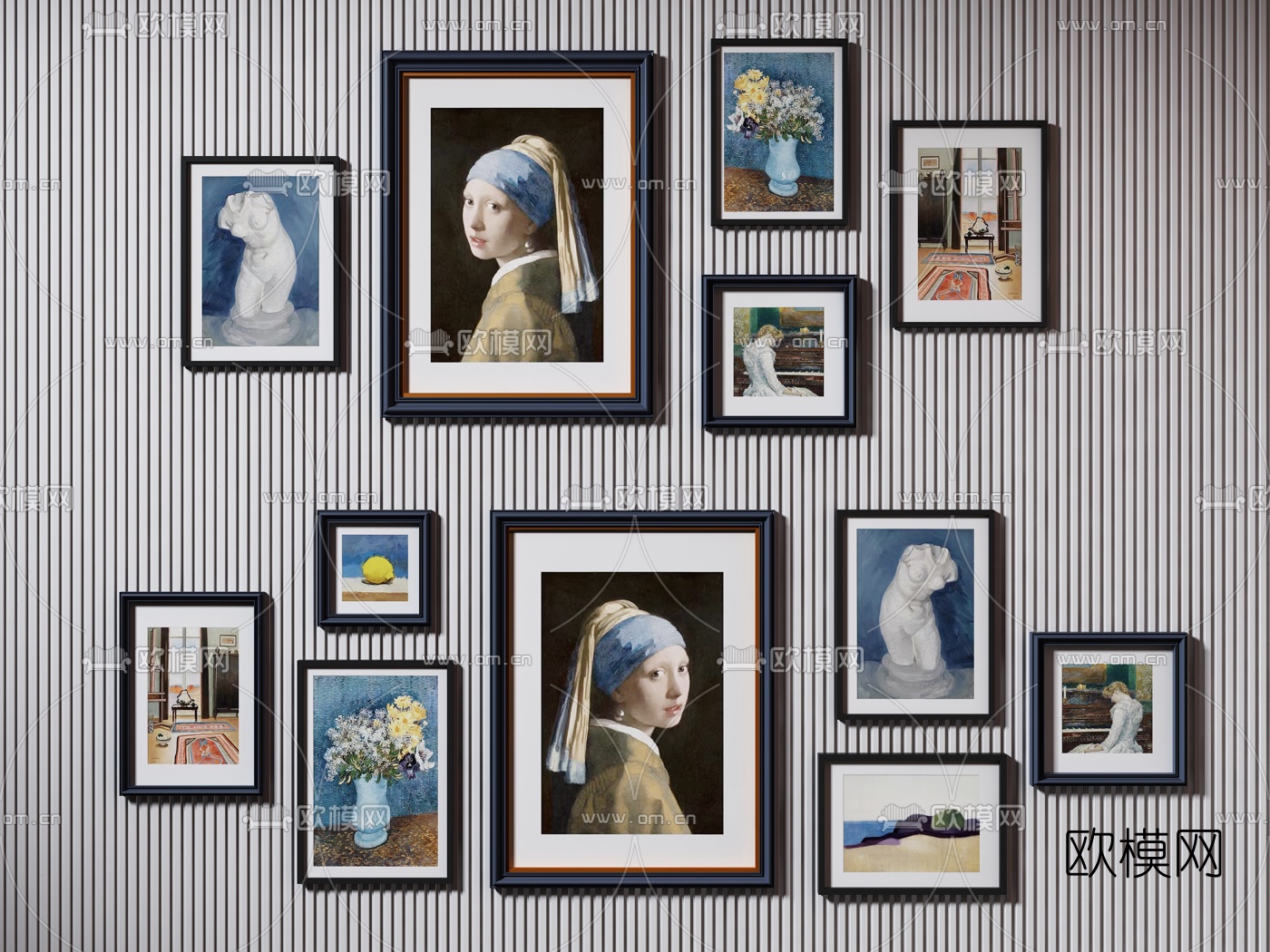 美式人物装饰画3d模型下载