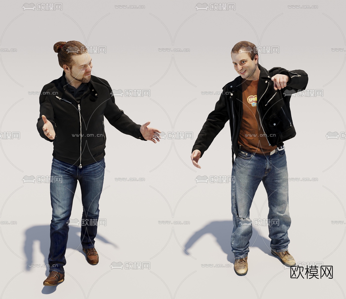 现代休闲站姿男士人物3d模型